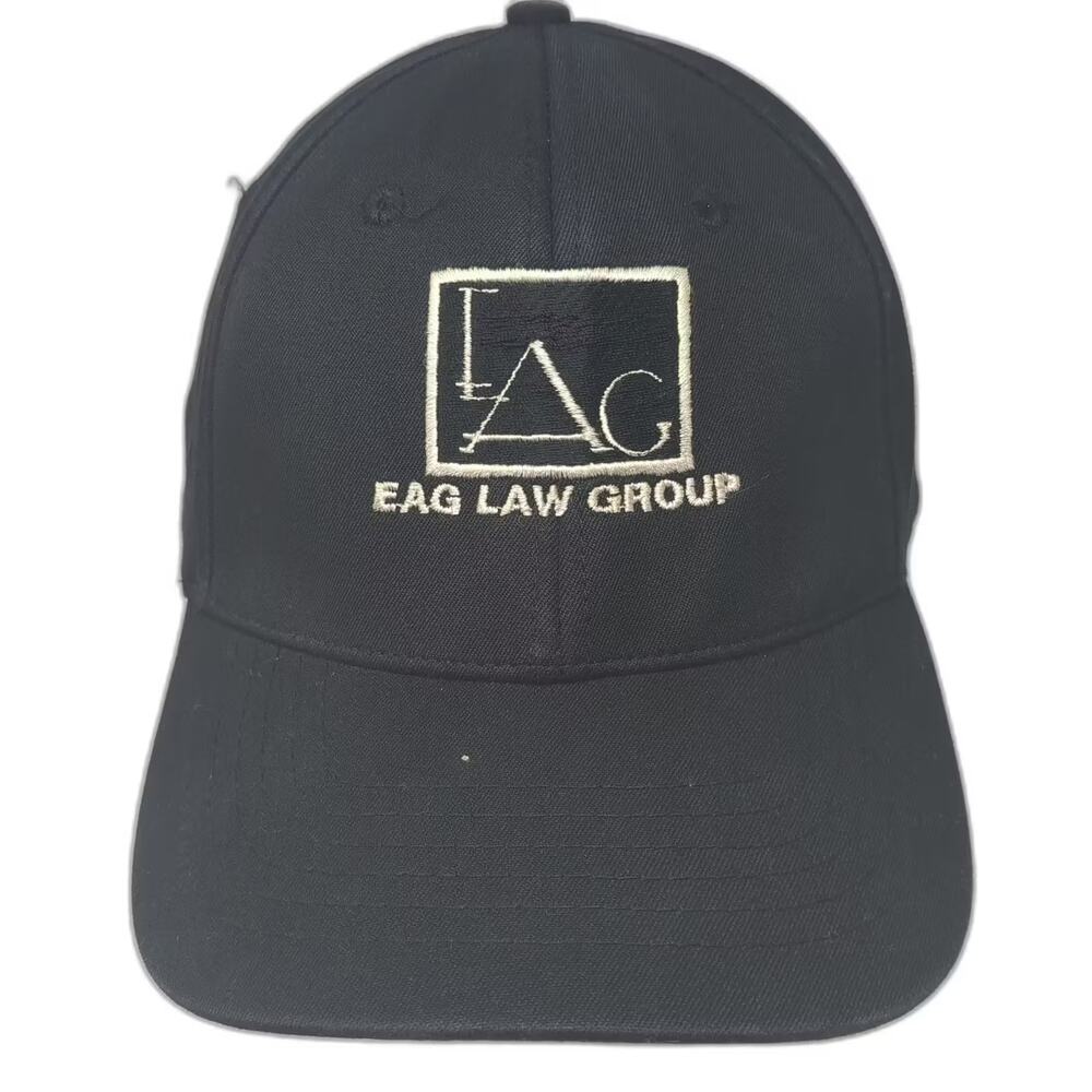 NU-FIT Black White Baseball Cap XL EAG Law Group Embroidered Stretch Fit Hat
